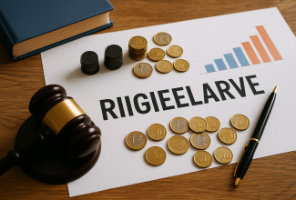 eurosendid, märkmik, pastakas ja paberil riigieelarve